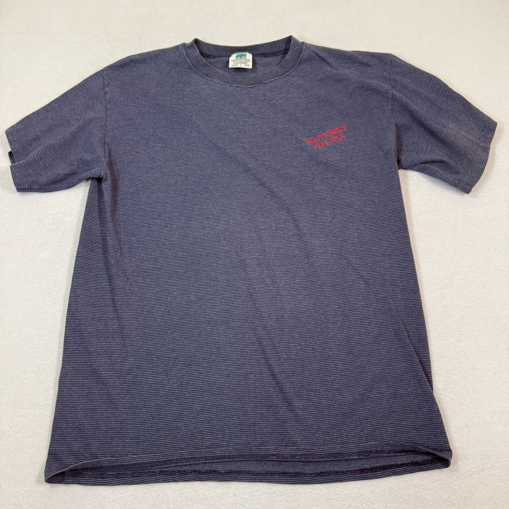 Vtg Kingstreet Classic Shirt Men L Blue Striped Southwest Logo Single Stitch 90s